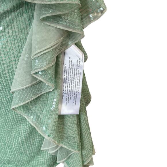 NWOT! Mac Duggal One Shoulder Ruffled Cocktail Sequin Dress - Size 2 - Picture 8 of 10